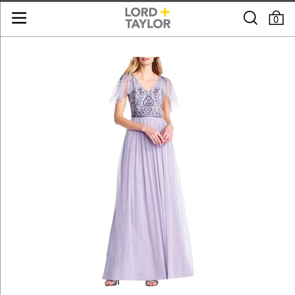 NWT Adrianna Papell long chiffon dress lilac grey